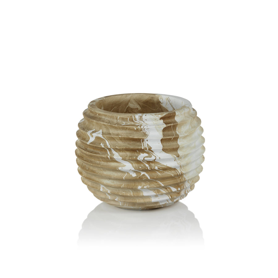 bellshill mango wood marbleized cocoon pot by zodax th 1676 3