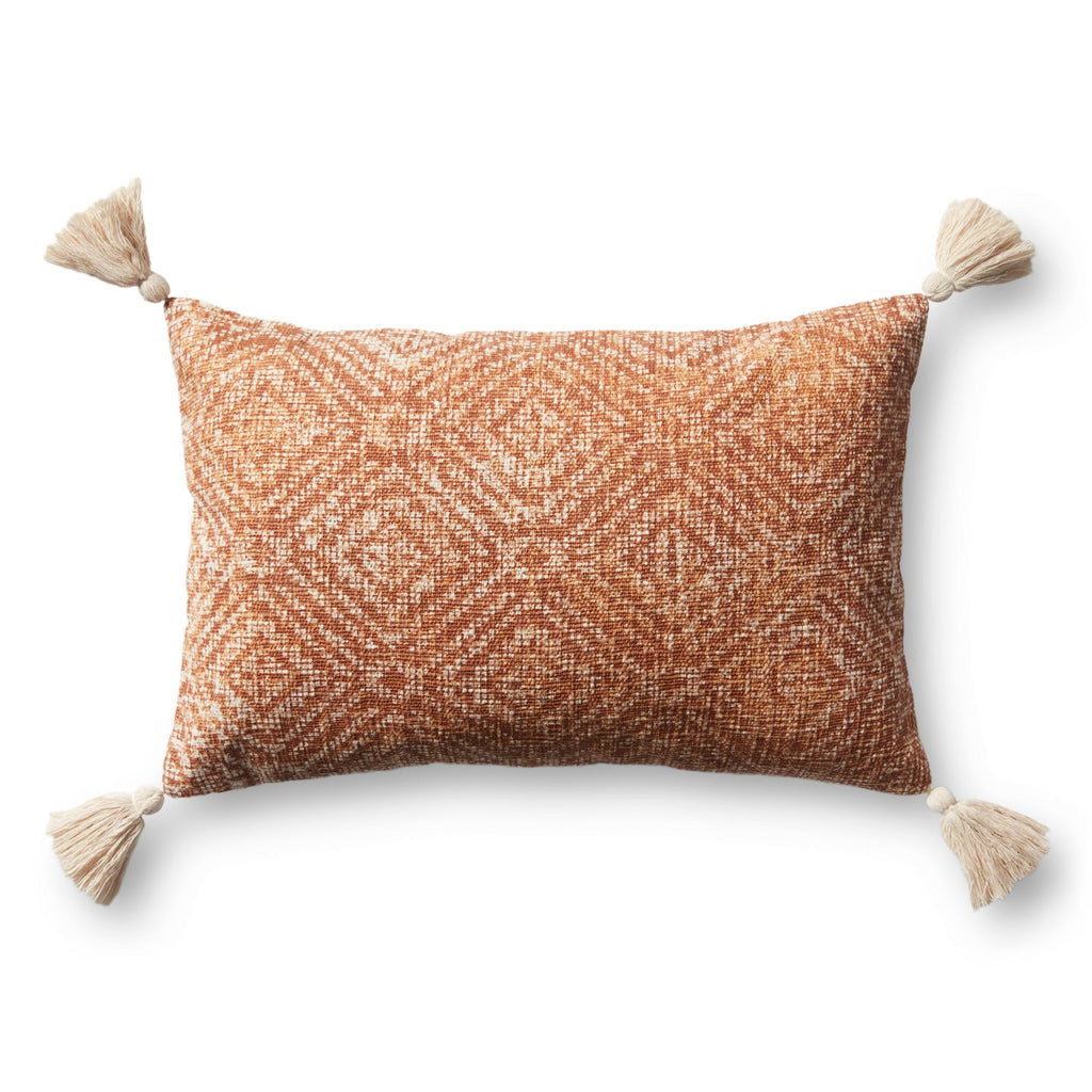 Hand Woven Orange Pillow Flatshot Image 1