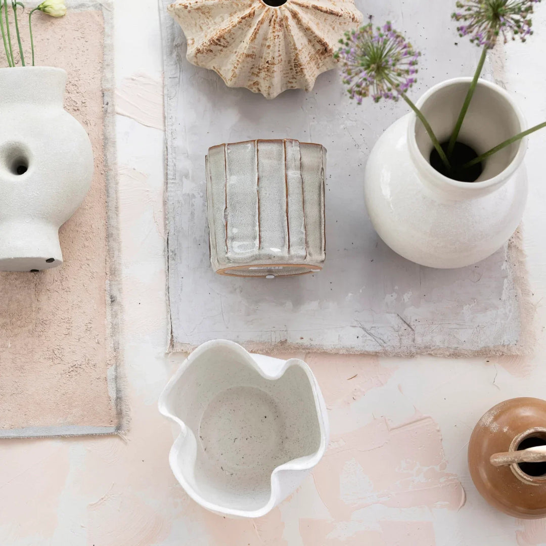 Stoneware Ruffled Planter