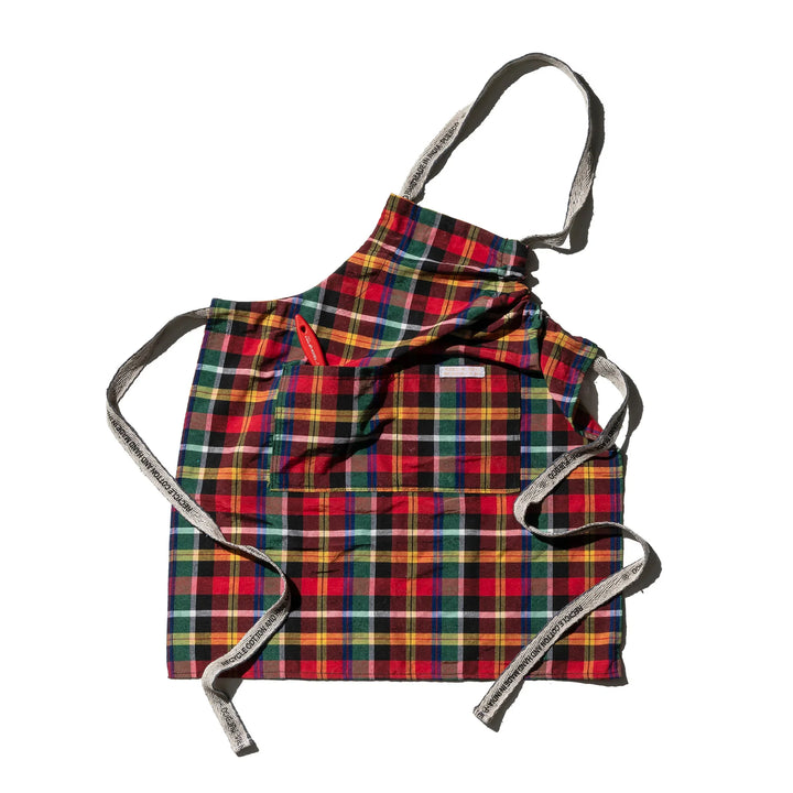 Recycle Cotton Check Apron - Red x Green