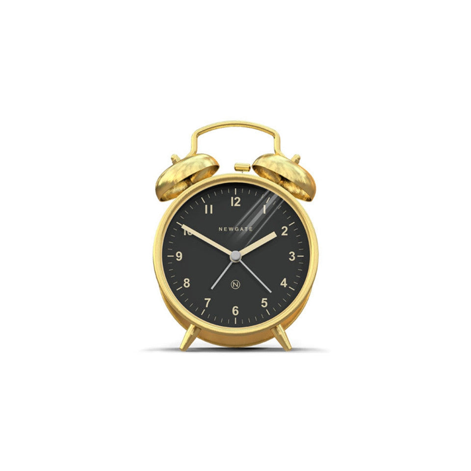 charlie bell alarm clock in radial brass design by newgate 1