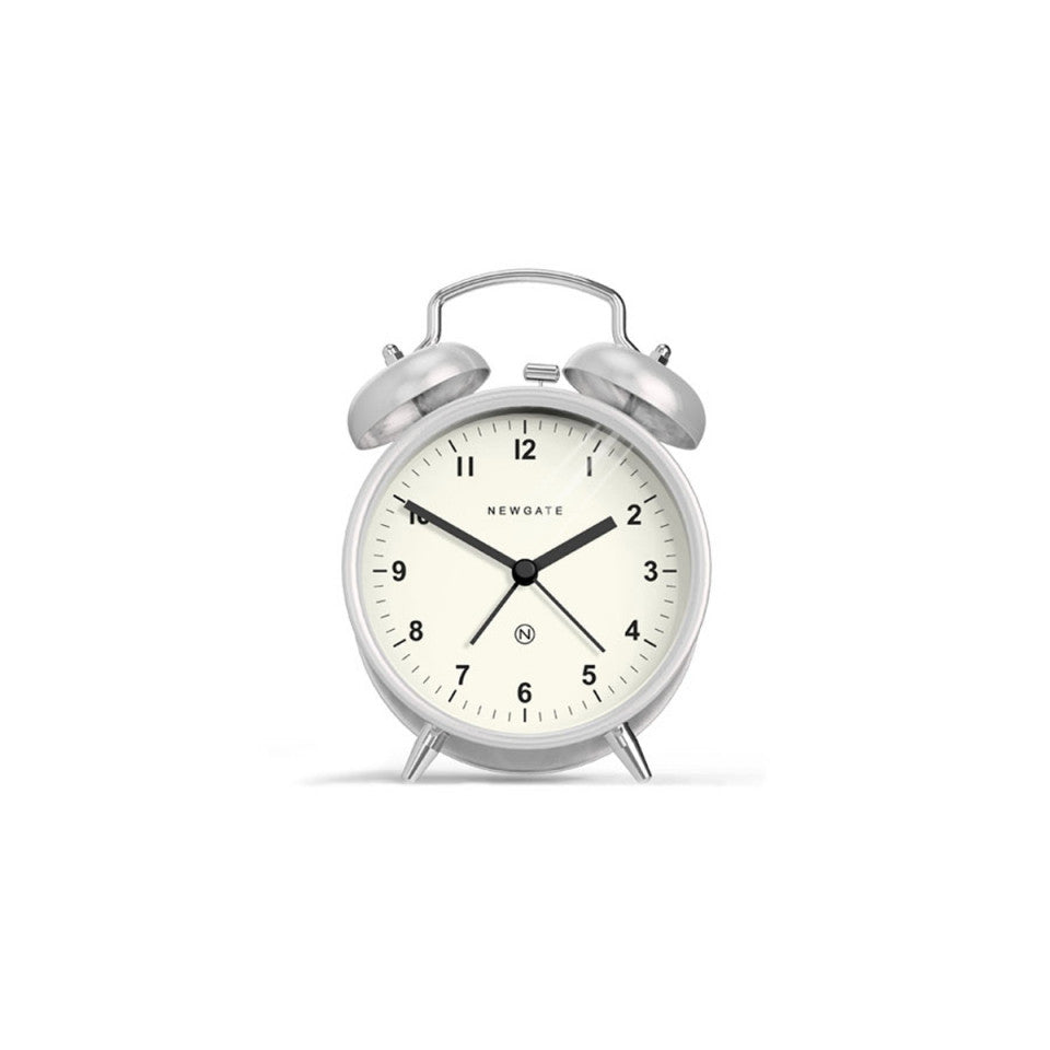 charlie bell alarm clock in burnished stainless steel design by newgate 1