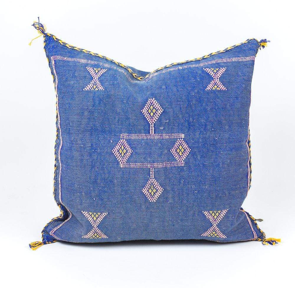 Atlas Blue Moroccan Silk Pillow 1