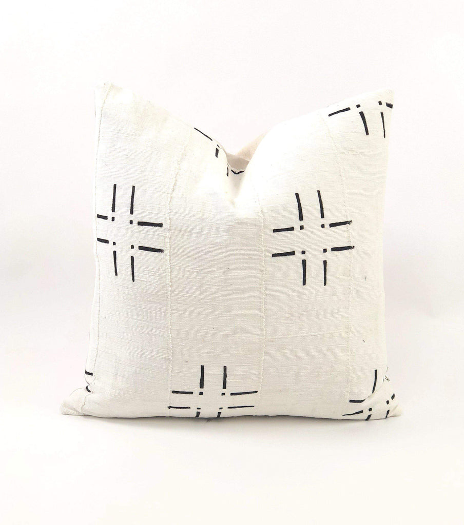 Dede White African Mud Cloth Pillow 1