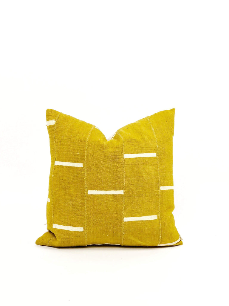 Ras Yellow African Mud Cloth Pillow 1
