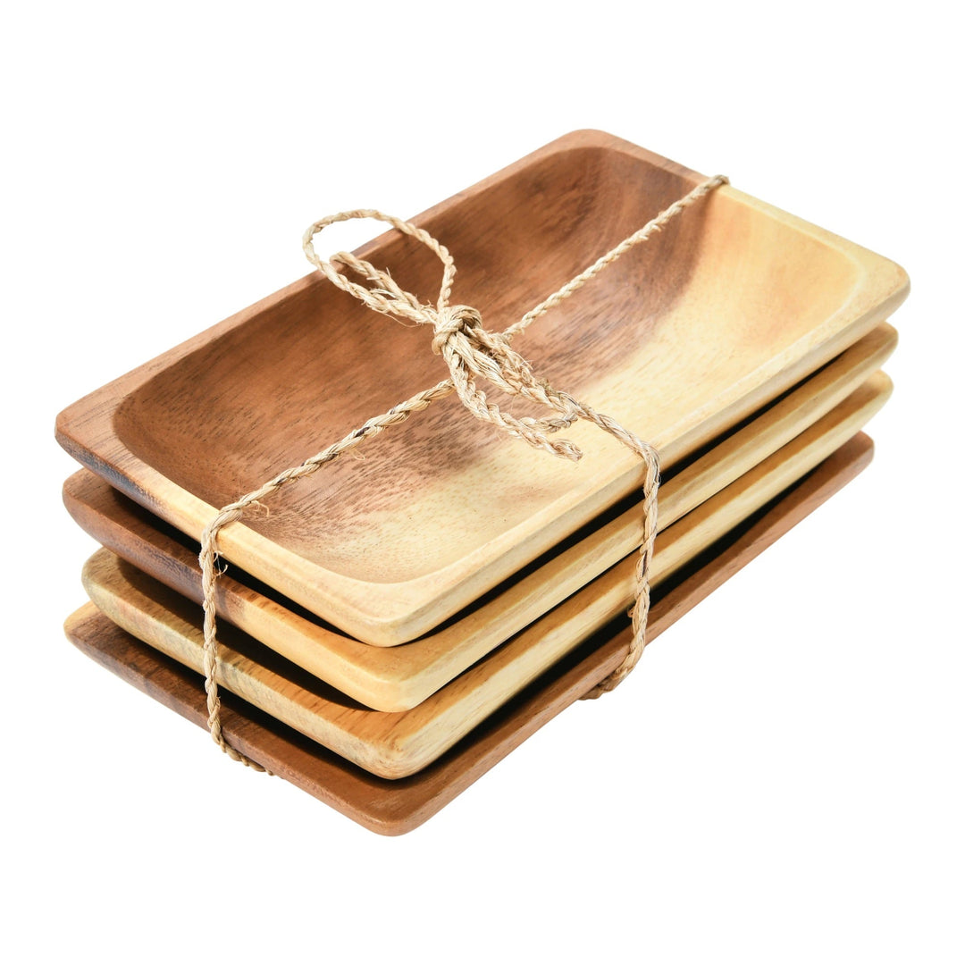 acacia wood trays with seagrass tie set of 4 4