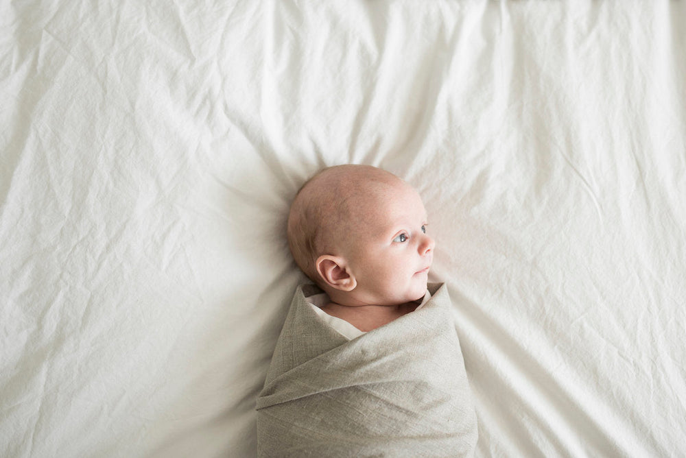 Linen Swaddle Blanket In Slate 3