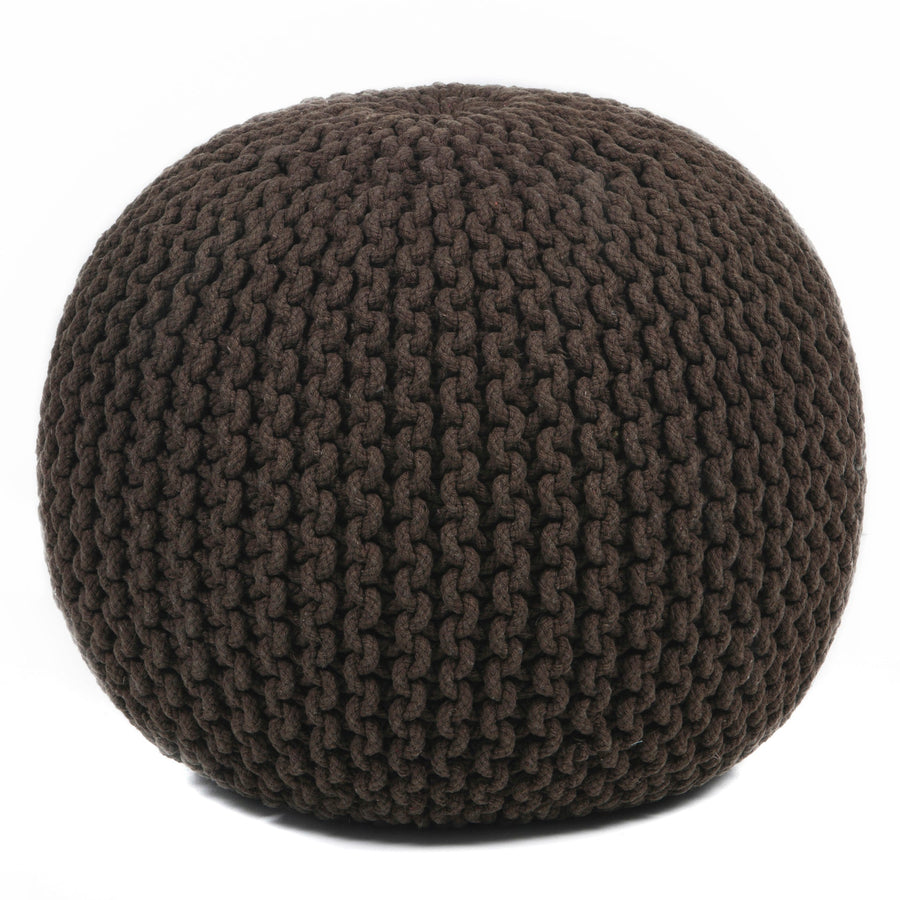 Hand Knitted Contemporary Cotton Cord Pou 118 Pouf Chandra Rugs 1