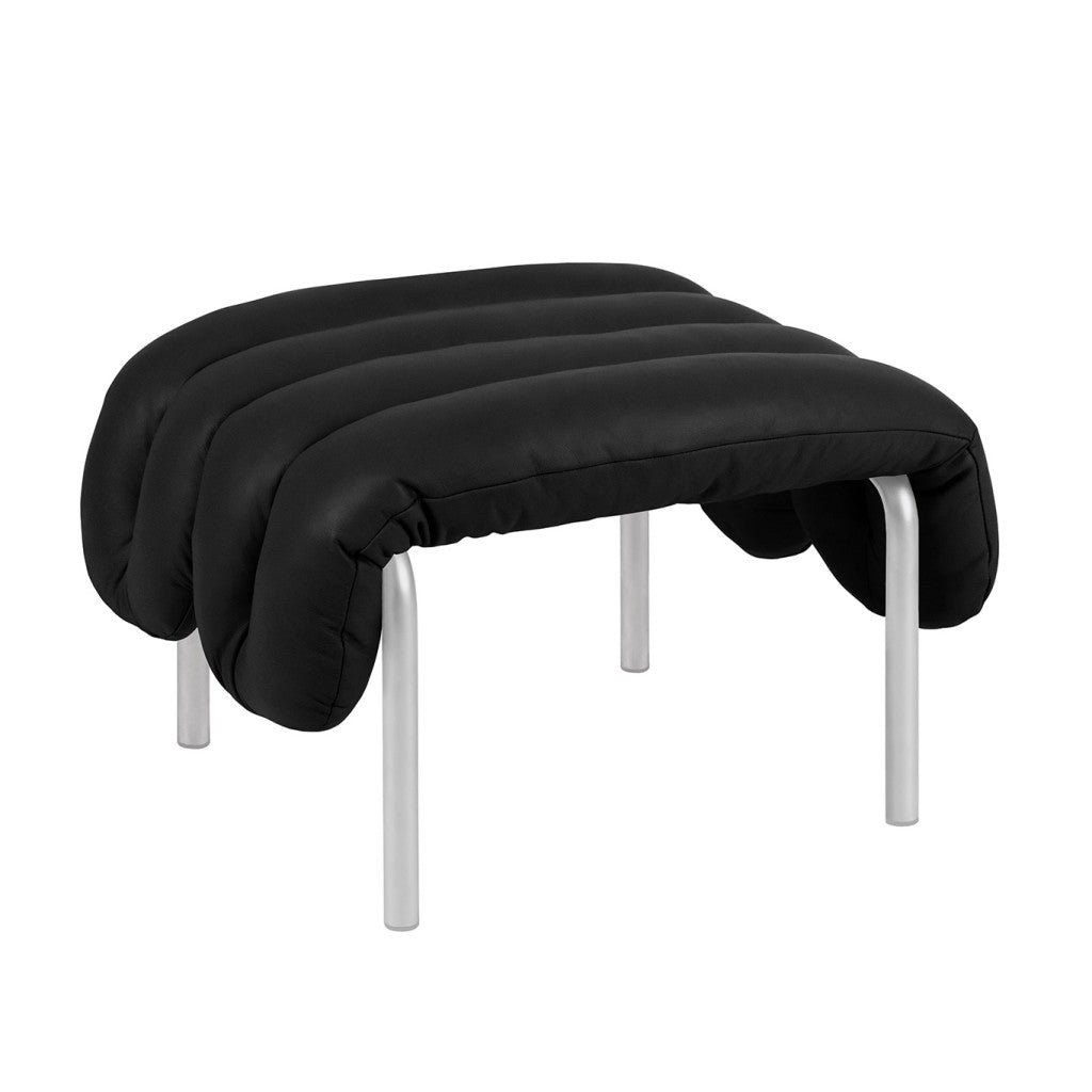 Puffy Black Leather Ottoman Hem 20353 3
