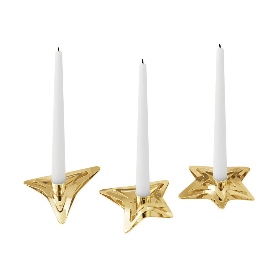 Christmas Candle Holders 3 Pcs Gold 1