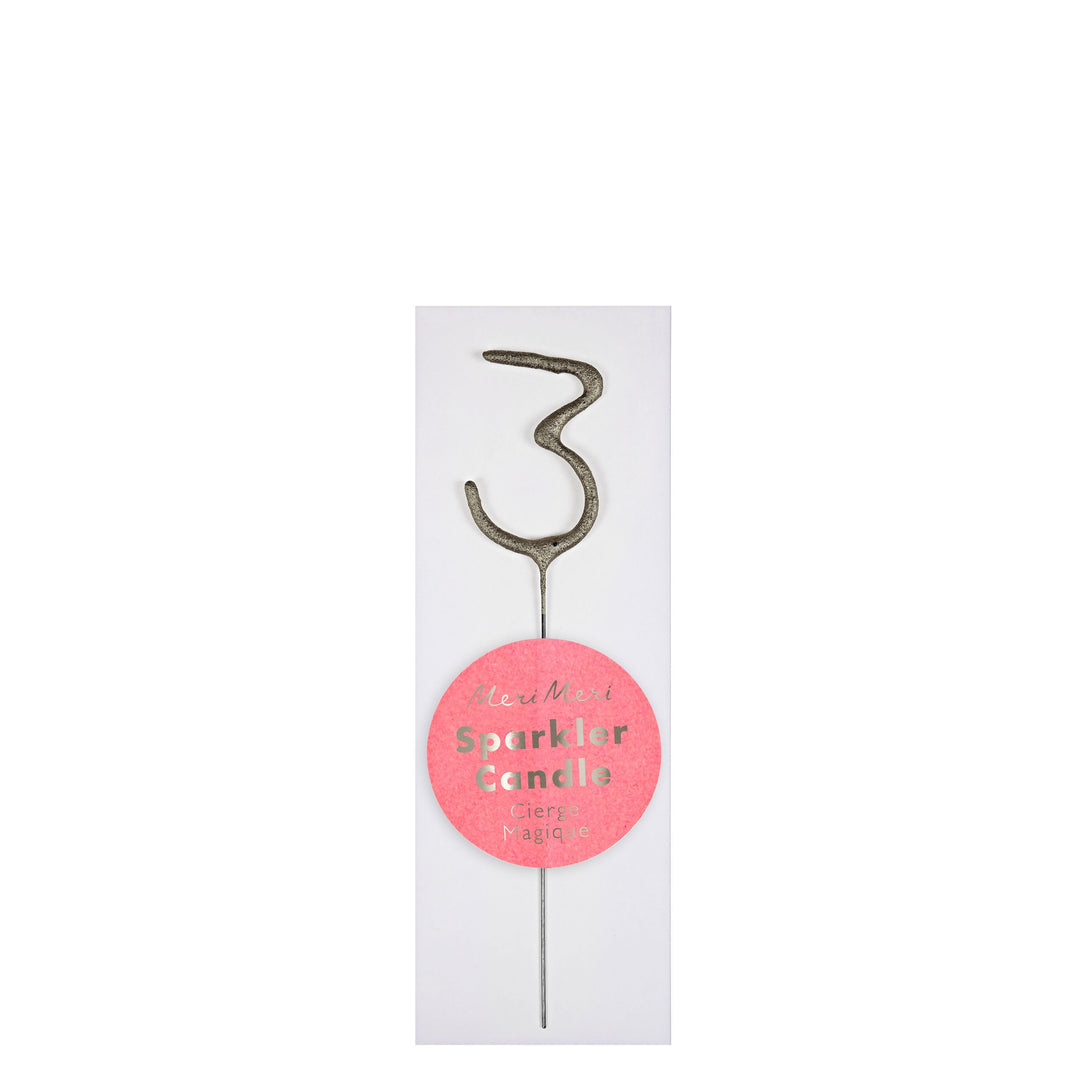 Mini Silver Sparkler Numbers 0 To 9 Candles By Meri Meri 3