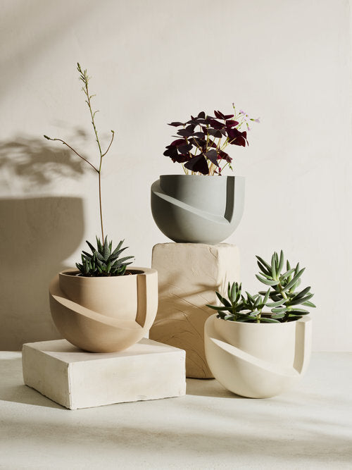 vayu ceramic tabletop planter in stone design by light and ladder 2