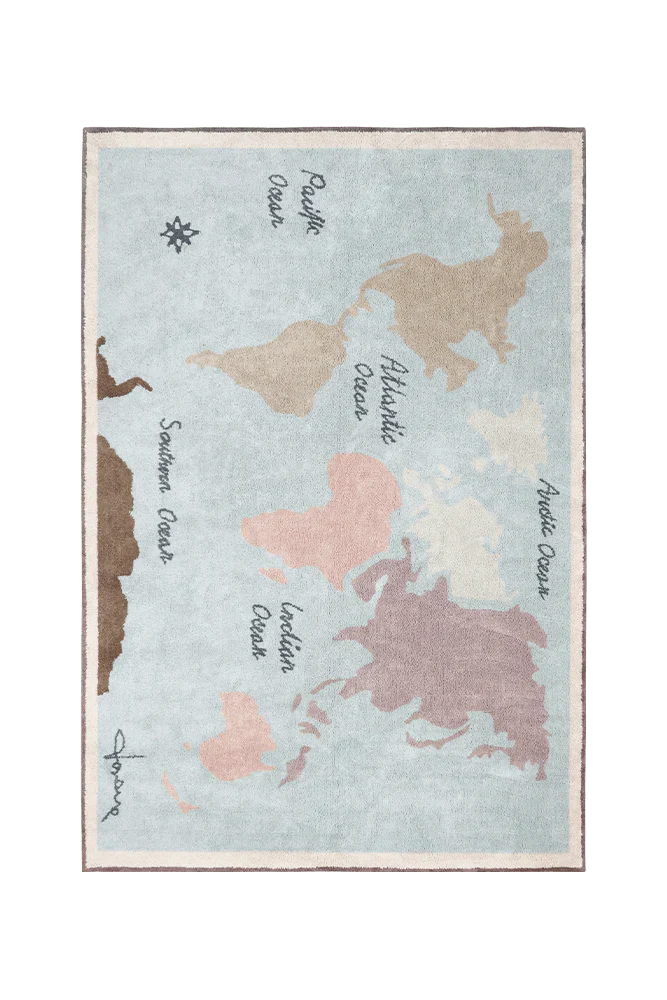 Vintage Map Washable Rug 1