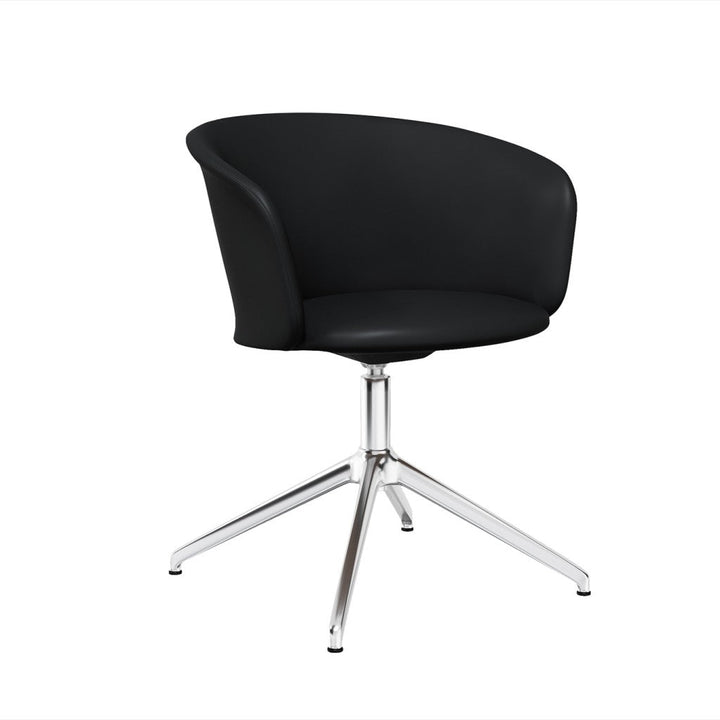 Kendo Black Leather Swivel Chair 4 Star Return Hem 20243 2