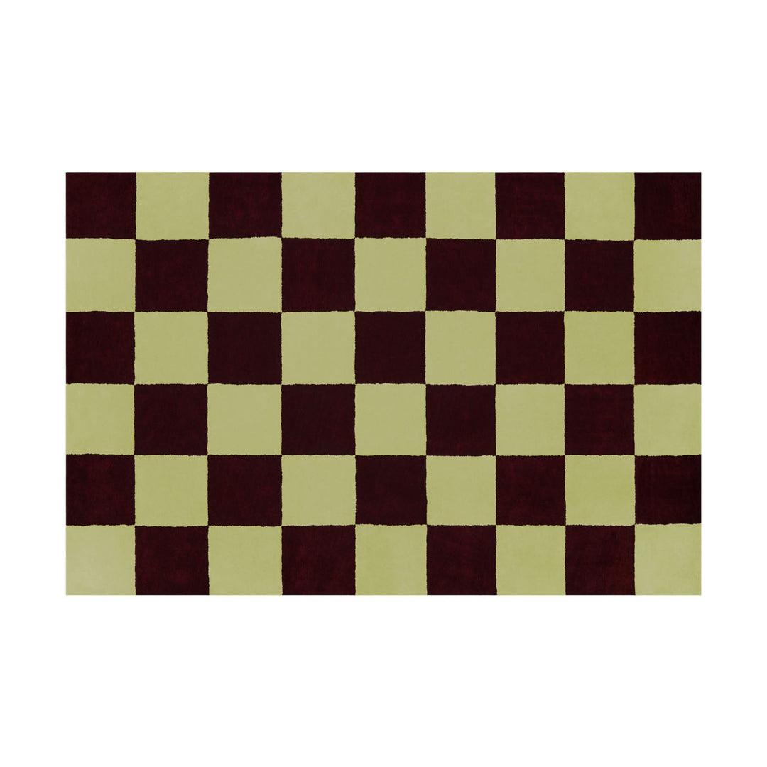 Pattern Burgundy Pale Lime Check Rug Hem Hem 31363 1