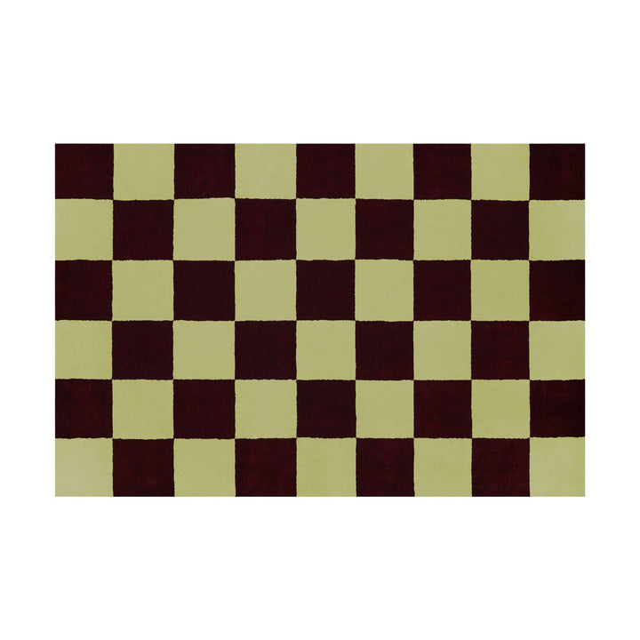 Pattern Burgundy Pale Lime Check Rug Hem Hem 31363 1