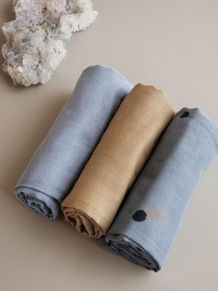 Muslin Squares (Set of 3) in Moon by Ferm Living