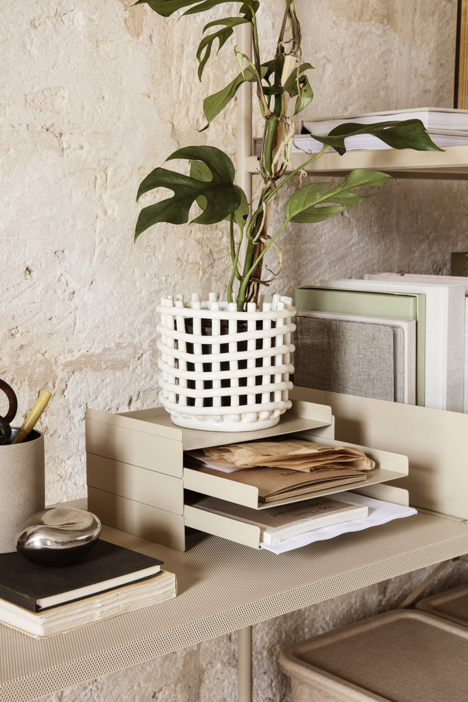Ceramic Basket - Off-White in Various Sizes by Ferm Living