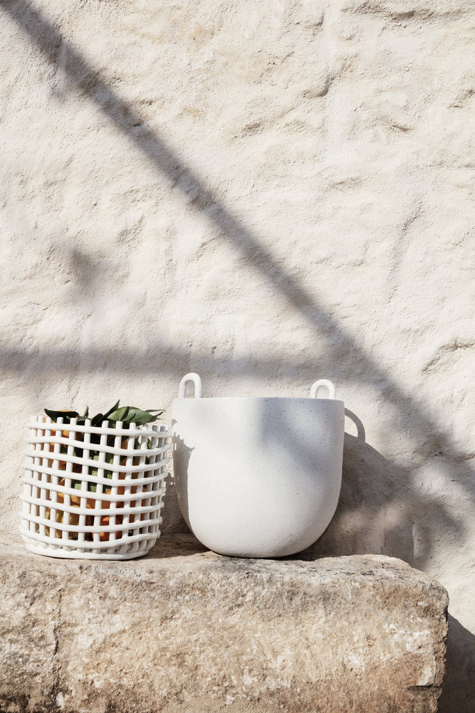 Ceramic Basket - Off-White in Various Sizes by Ferm Living