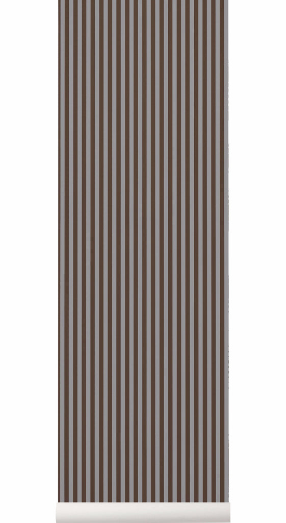 Thin Lines Wallpaper in Bordeaux & Grey by Ferm Living