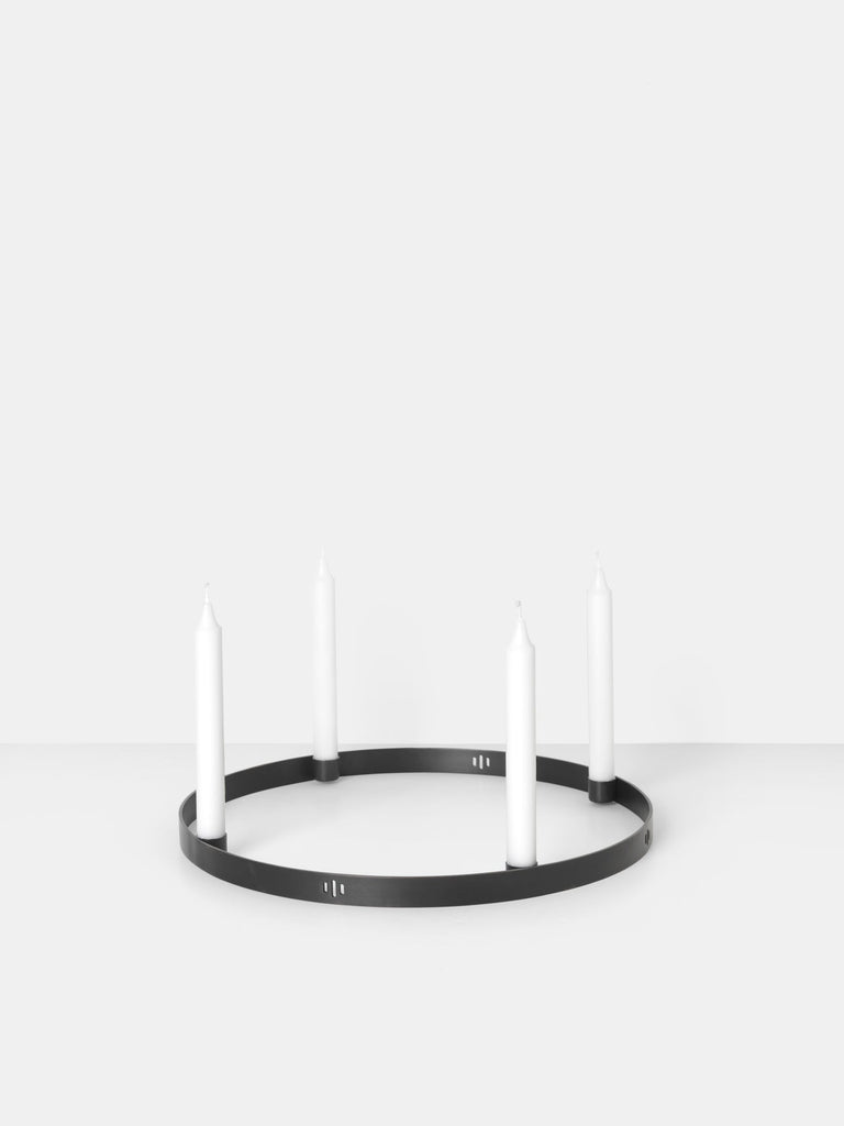 Candle Holder Circle in Black Brass by Ferm Living