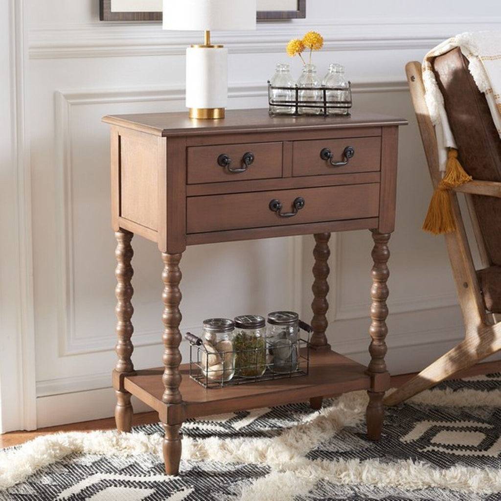Athena 3-Drawer Console Table in Brown