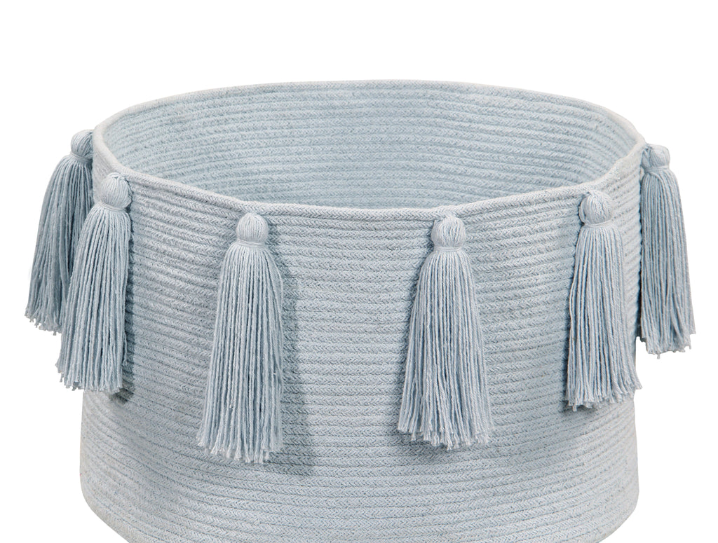 Tassels Basket in Soft Blue design by Lorena Canals