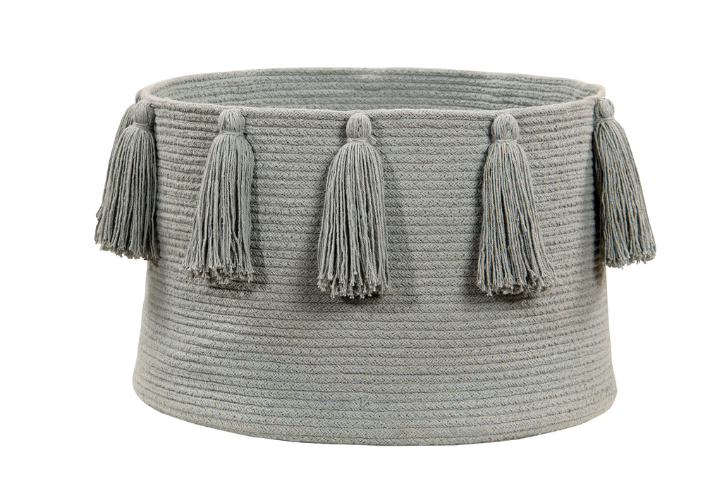 Tassels Basket in Light Grey design by Lorena Canals
