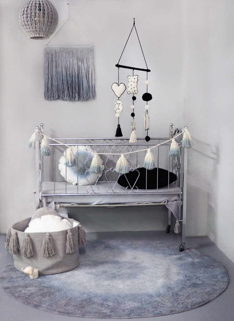 Tassels Basket in Light Grey design by Lorena Canals