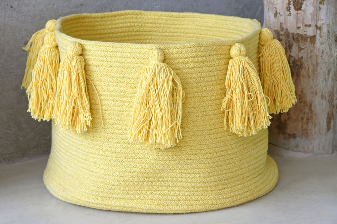 Tassels Basket in Yellow design by Lorena Canals