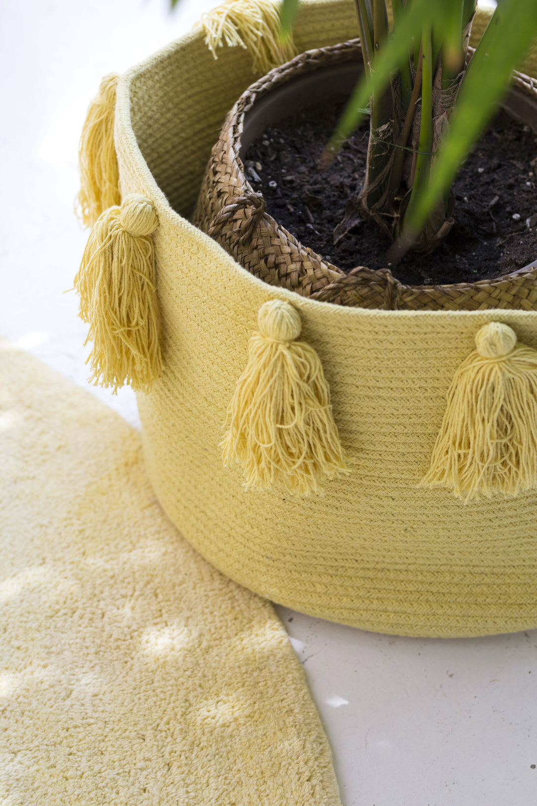 Tassels Basket in Yellow design by Lorena Canals