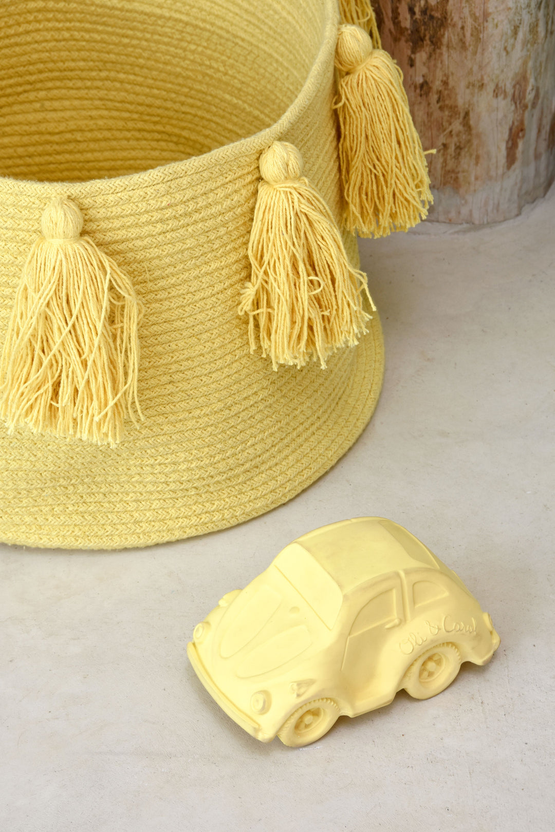 Tassels Basket in Yellow design by Lorena Canals