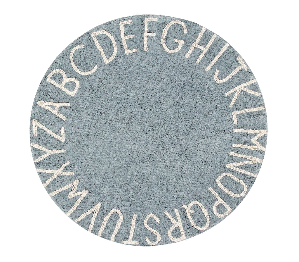 Round ABC Rug in Natural & Vintage Blue design by Lorena Canals