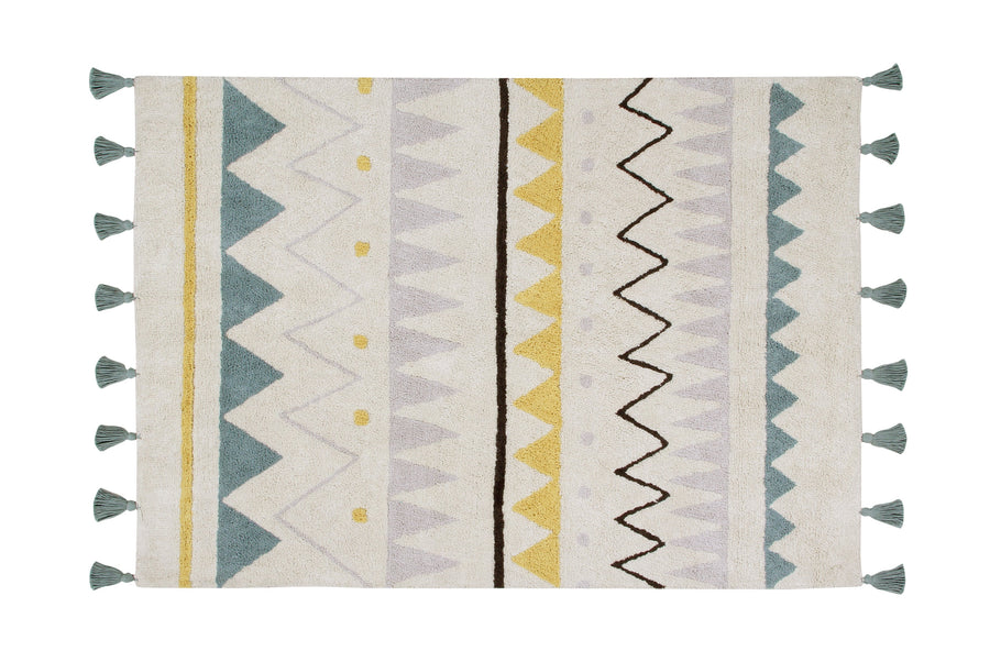 Azteca Natural Rug in Vintage Blue design by Lorena Canals