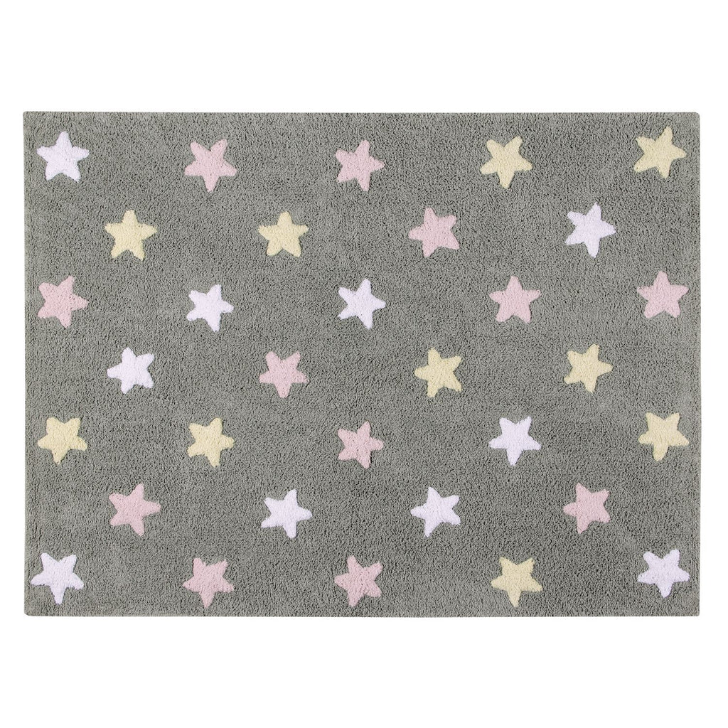 Tricolor Stars Rug in Grey & Pink design by Lorena Canals
