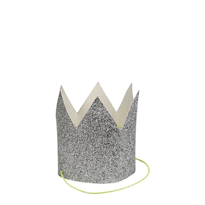 Mini Silver Glitter Crowns