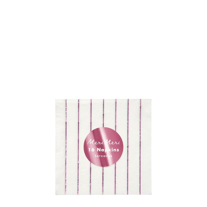 Metallic Pink Stripe Small Napkins