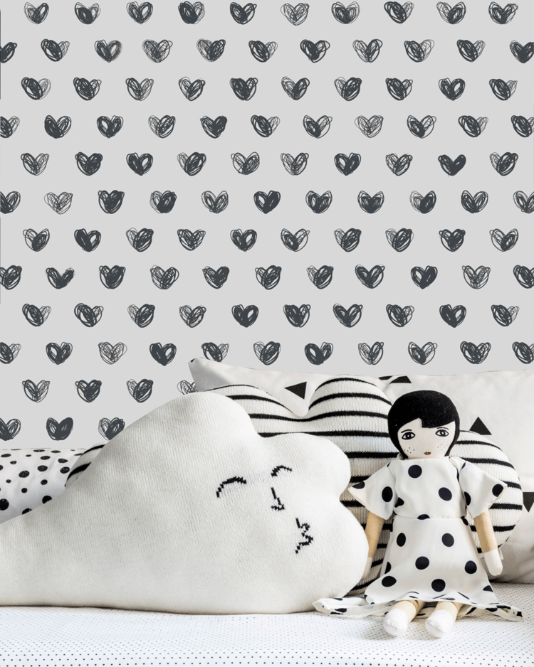Love Wallpaper in Charcoal by Marley + Malek Kids