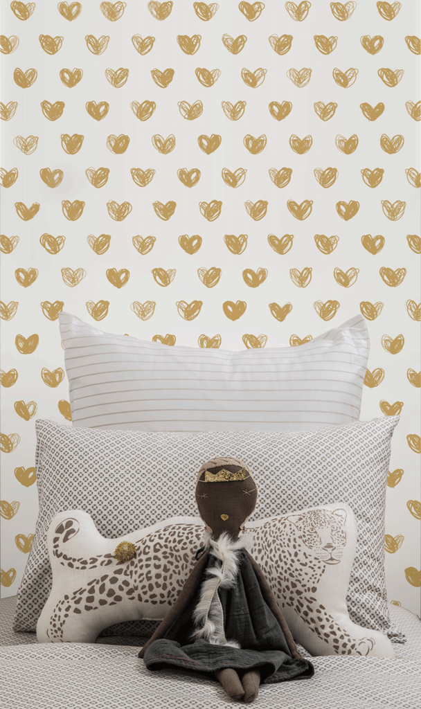 Love Wallpaper in Gold by Marley + Malek Kids