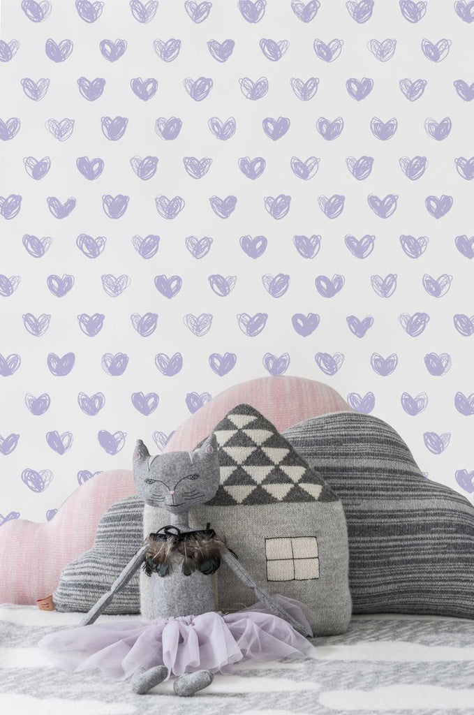 Love Wallpaper in Lavender by Marley + Malek Kids