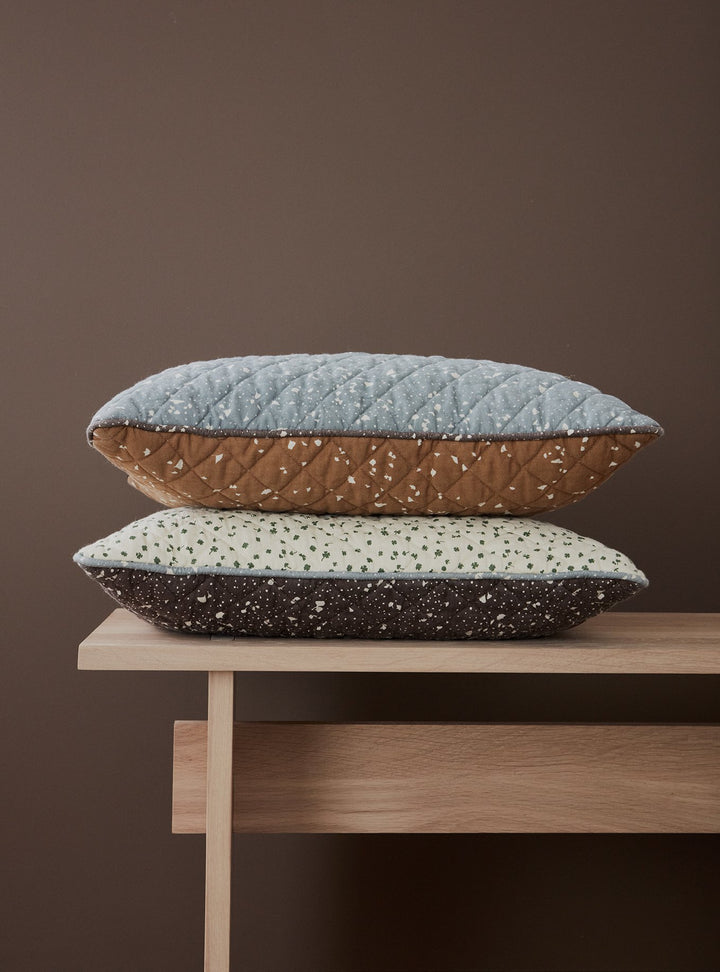 Quilted Aya Cushion - Caramel / Blue