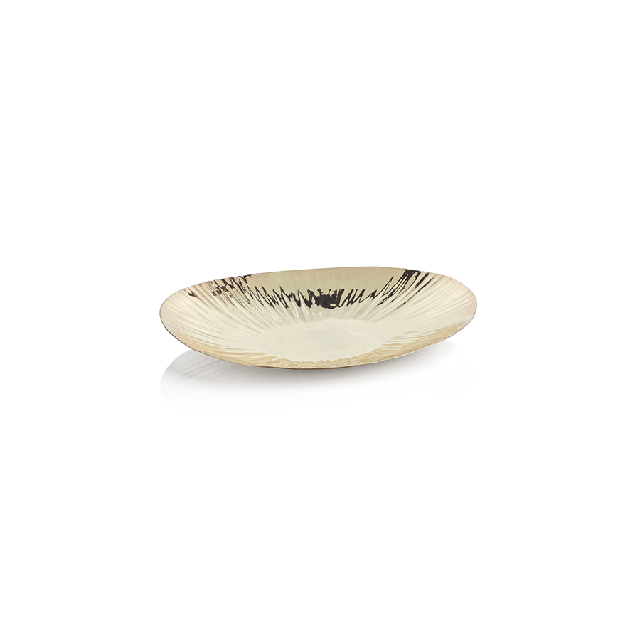 Shiny Rippled Oval Gold Tray in Various Sizes