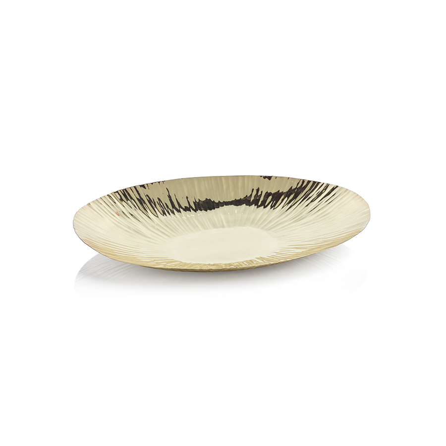 Shiny Rippled Oval Gold Tray in Various Sizes