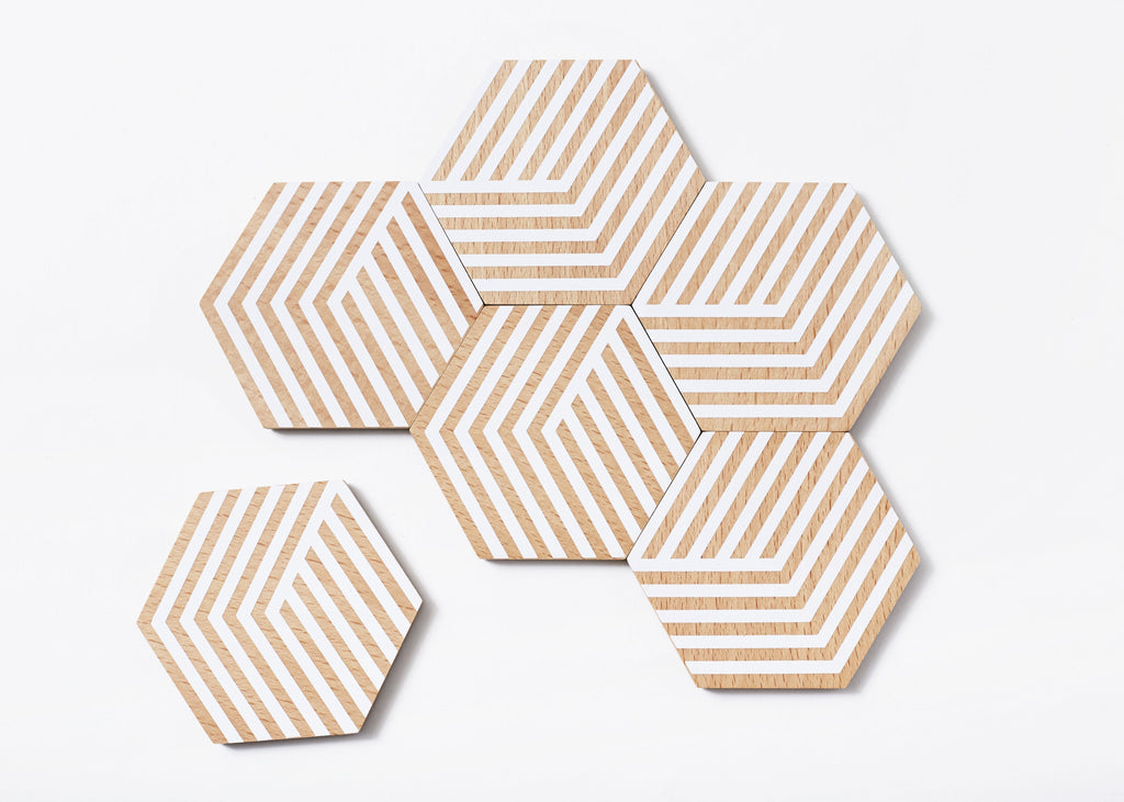 Set of 6 Table Tiles Optic in Various Colors design by Areaware