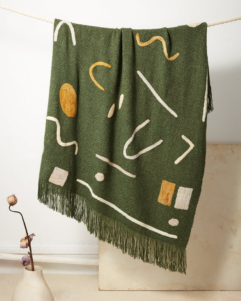 Abstract Throw in Hunter Green design by Minna