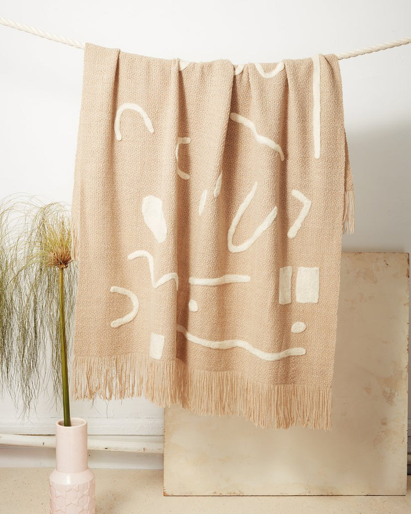 Abstract Throw in Oat design by Minna