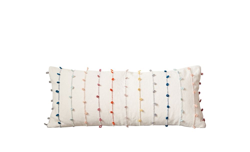 Cotton Pillow w/ Multi-Color Embroidery Loop design by BD Edition