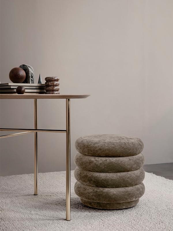 Small Round Pouf in Beige by Ferm Living