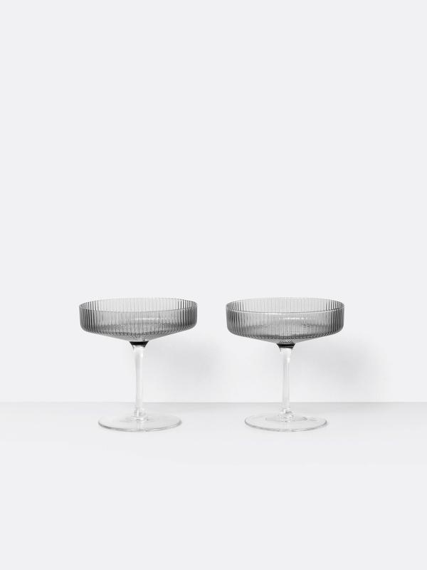 Set of 2 Ripple Champagne Saucers by Ferm Living