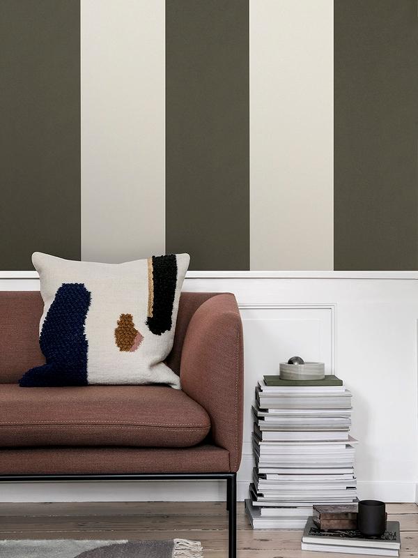 Thick Lines Wallpaper in Green & Off White by Ferm Living